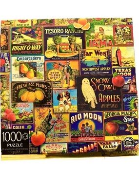 Spin Master Vintage Fruit Labels 1000 Piece Jigsaw Puzzle Complete Retro Crate